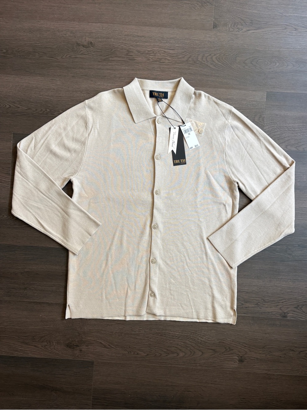 Truth Men's Beige Button-Front Lightweight Shirt Jacket